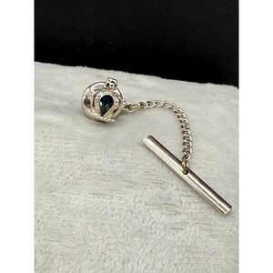 Vintage Crown Tie Tack Silver Tone Rhinestone‎ Dad Gift